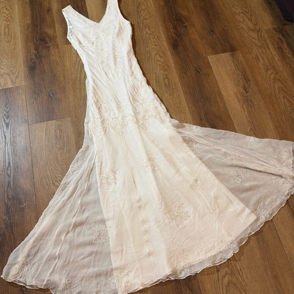 Vintage 100% Silk Beaded Dress Vintage Wedding Dress Vintage Silk Beaded Wedding - Picture 11 of 17